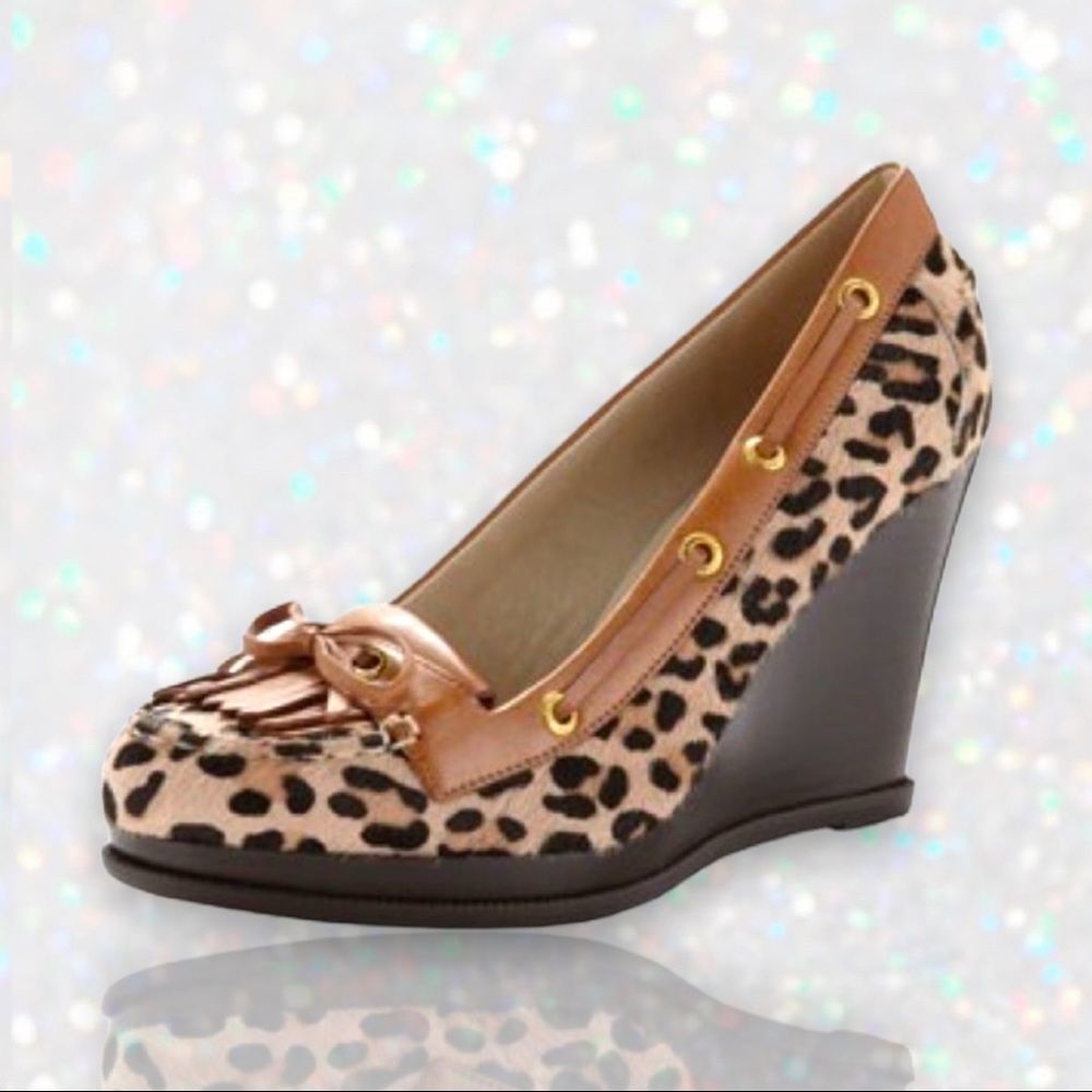 Sperry Top-Slider Leopard Print Loafer Wedges